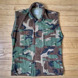 Vintage Army Camo Jacket Vest Camouflage Adult Sm